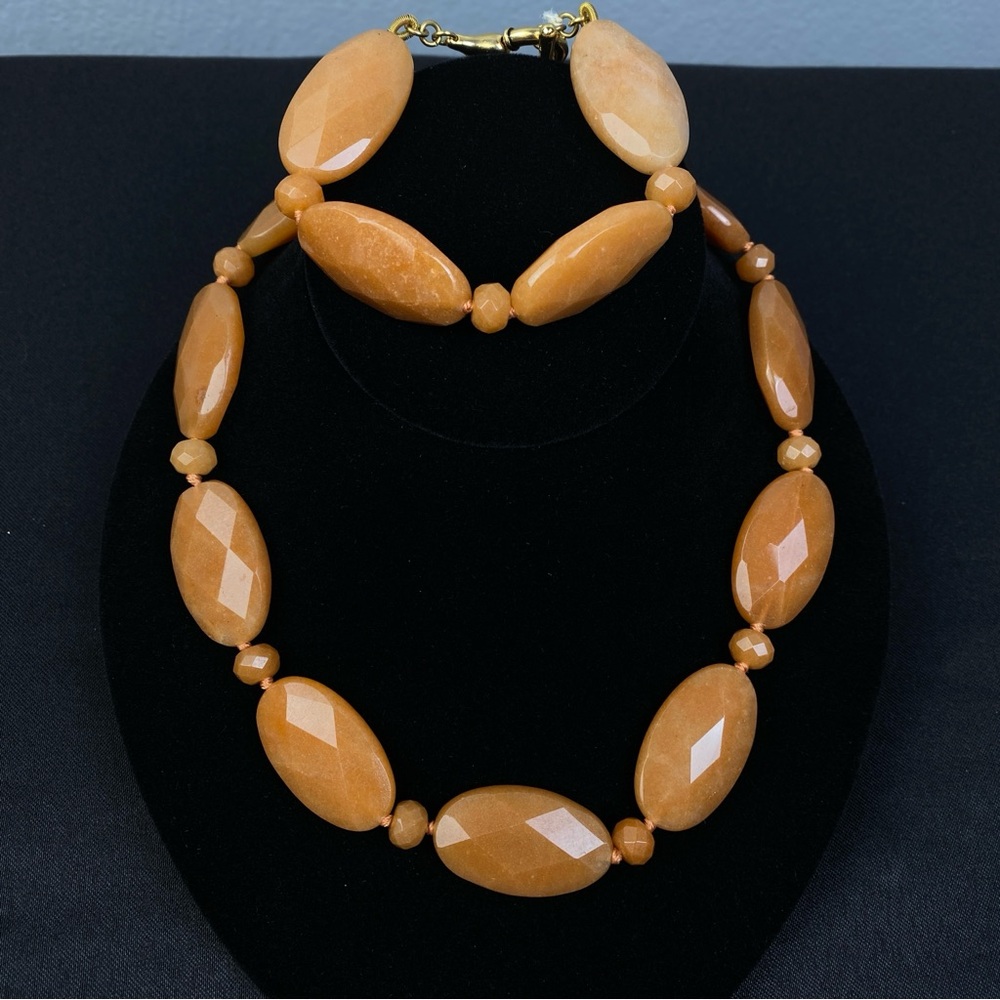 Ralph Lauren RLL Hessonite Garnet Beaded Necklace Earrings Set